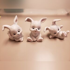 Vintage Set Of 3 Homco Porcelain Rabbits
